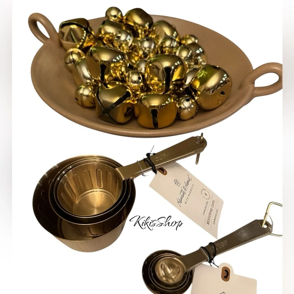 Hearth & Hand Magnolia 4pc Stainless Steel Measuring Spoons Vintage Brass Finish